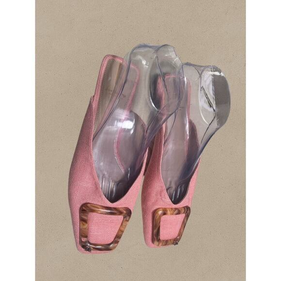 Sam Edelman Pink Lin Buckle Square Toe New York Mules Size 8m - Picture 3 of 6